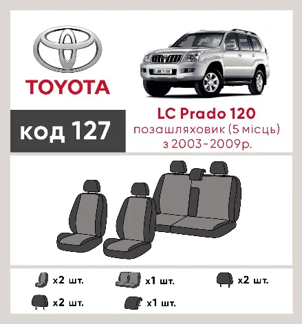 Наши автомобильные чехлы для Toyota Land Cruiser Prado 120 Series 2002-2007 позашляховик 5 дв. имеют разделение спинок и сидений, что обеспечивает идеальную посадку и защиту каждого элемента сидений. Кроме того, мы предлагаем чехлы с соответствующим количеством подголовников и подлокотников, чтобы обеспечить полную защиту вашего автомобиля. Просмотрите фото на dlx.in.ua и закажите прямо сейчас!