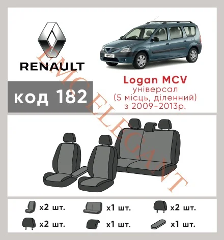Наші авточохли для Renault Logan I Рестайлінг 2009-2015 універсал 5 дв. MCV, Роздільна мають розділення спинок та сидінь, що забезпечує ідеальну посадку і захист кожного елементу сидінь. Крім того, ми пропонуємо чохли з відповідною кількістю підголовників та підлокотників, щоб забезпечити повну захист вашого автомобіля. Перегляньте фото на dlx.in.ua та замовляйте прямо зараз!