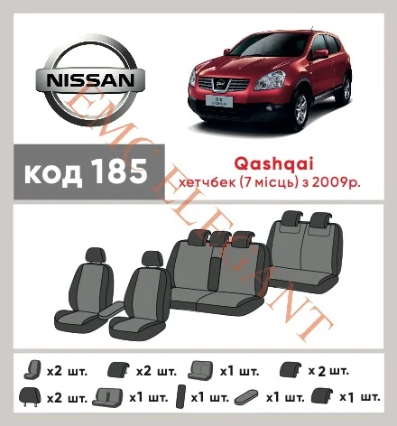 Наші авточохли для Nissan Qashqai+2 I 2008-2010 позашляховик 5 дв. 7 м мають розділення спинок та сидінь, що забезпечує ідеальну посадку і захист кожного елементу сидінь. Крім того, ми пропонуємо чохли з відповідною кількістю підголовників та підлокотників, щоб забезпечити повну захист вашого автомобіля. Перегляньте фото на dlx.in.ua та замовляйте прямо зараз!