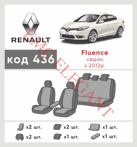 Наші авточохли для Renault Fluence I Рестайлінг 2012-2017 седан Суцільна мають розділення спинок та сидінь, що забезпечує ідеальну посадку і захист кожного елементу сидінь. Крім того, ми пропонуємо чохли з відповідною кількістю підголовників та підлокотників, щоб забезпечити повну захист вашого автомобіля. Перегляньте фото на dlx.in.ua та замовляйте прямо зараз!