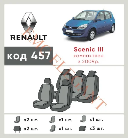 Наши автомобильные чехлы для Renault Scenic III Рестайлінг 2012-2013 компактвен Без столиків имеют разделение спинок и сидений, что обеспечивает идеальную посадку и защиту каждого элемента сидений. Кроме того, мы предлагаем чехлы с соответствующим количеством подголовников и подлокотников, чтобы обеспечить полную защиту вашего автомобиля. Просмотрите фото на dlx.in.ua и закажите прямо сейчас!