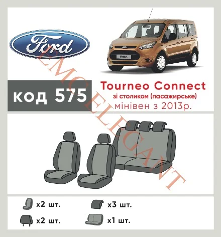 Наши автомобильные чехлы для Ford Tourneo Connect II 2012-2018 компактвен имеют разделение спинок и сидений, что обеспечивает идеальную посадку и защиту каждого элемента сидений. Кроме того, мы предлагаем чехлы с соответствующим количеством подголовников и подлокотников, чтобы обеспечить полную защиту вашего автомобиля. Просмотрите фото на dlx.in.ua и закажите прямо сейчас!