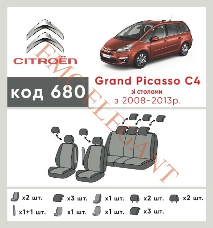Наши автомобильные чехлы для Citroen C4 Picasso I 2006-2013 компактвен Grand имеют разделение спинок и сидений, что обеспечивает идеальную посадку и защиту каждого элемента сидений. Кроме того, мы предлагаем чехлы с соответствующим количеством подголовников и подлокотников, чтобы обеспечить полную защиту вашего автомобиля. Просмотрите фото на dlx.in.ua и закажите прямо сейчас!