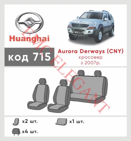 Наши автомобильные чехлы для Hyundai Aurora 2006-2008 позашляховик 5 дв. близнюк Huanghai Aurora имеют разделение спинок и сидений, что обеспечивает идеальную посадку и защиту каждого элемента сидений. Кроме того, мы предлагаем чехлы с соответствующим количеством подголовников и подлокотников, чтобы обеспечить полную защиту вашего автомобиля. Просмотрите фото на dlx.in.ua и закажите прямо сейчас!