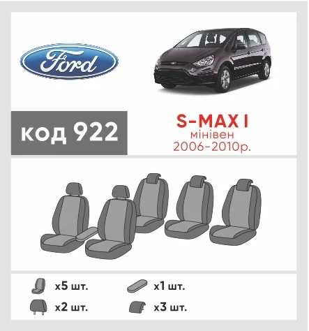 Наши автомобильные чехлы для Ford S-MAX I 2006-2010 мінівен имеют разделение спинок и сидений, что обеспечивает идеальную посадку и защиту каждого элемента сидений. Кроме того, мы предлагаем чехлы с соответствующим количеством подголовников и подлокотников, чтобы обеспечить полную защиту вашего автомобиля. Просмотрите фото на dlx.in.ua и закажите прямо сейчас!