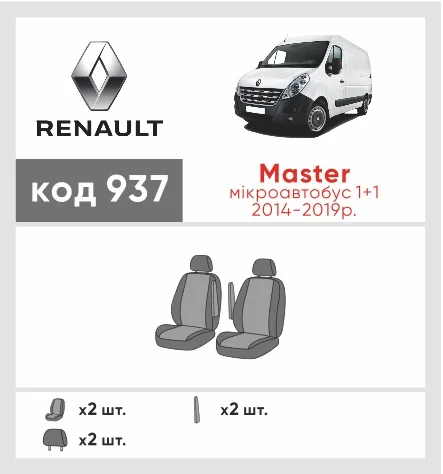 Наші авточохли для Renault Master 2014-2019 мікроавтобус 1+1 мають розділення спинок та сидінь, що забезпечує ідеальну посадку і захист кожного елементу сидінь. Крім того, ми пропонуємо чохли з відповідною кількістю підголовників та підлокотників, щоб забезпечити повну захист вашого автомобіля. Перегляньте фото на dlx.in.ua та замовляйте прямо зараз!